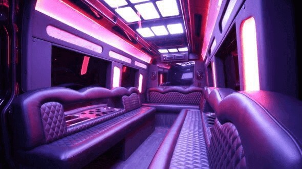 Interior of Cupertino Party Bus Company's 14 Passenger Sprinter Limousine in Cupertino