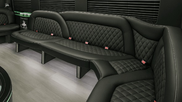 Interior of Pleasanton Party Bus Company's 14 Passenger Sprinter Limousine in Pleasanton