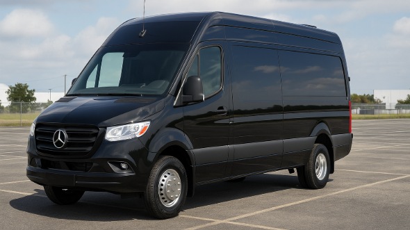 Exterior of Pleasanton Party Bus Company's 14 Passenger Sprinter Limousine in Pleasanton