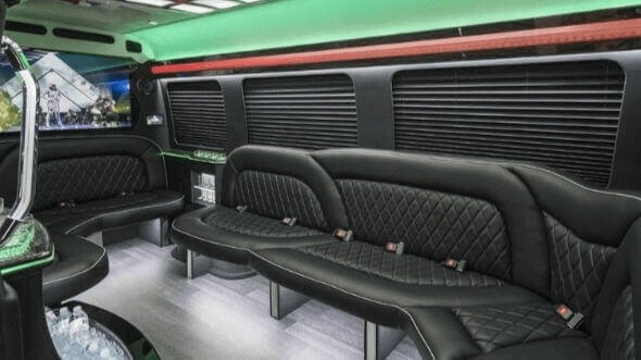 Interior of Milpitas Party Bus Company's 18 Passenger Party Bus in Milpitas