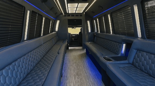 Interior of Palo Alto Party Bus Company's 20 Passenger Party Bus in Palo Alto