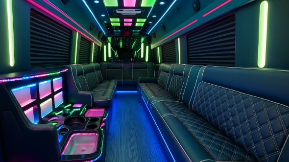 Interior of Cupertino Party Bus Company's 40 Passenger Party Bus in Cupertino