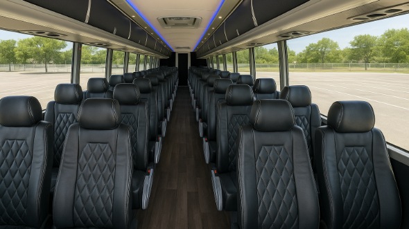 Interior of Santa Clara Party Bus Company's 46 Passenger Charter Bus in Santa Clara