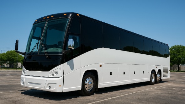 Exterior of Santa Clara Party Bus Company's 46 Passenger Charter Bus in Santa Clara