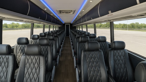 Interior of Santa Clara Party Bus Company's 48 Passenger Charter Bus in Santa Clara