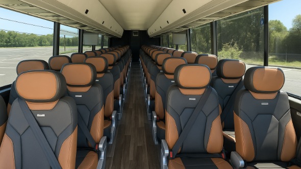 Interior of Santa Clara Party Bus Company's 55 Passenger Charter Bus in Santa Clara