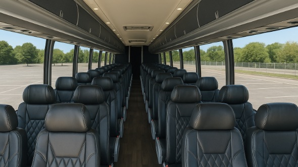 Interior of Santa Clara Party Bus Company's ADA Charter Bus in Santa Clara