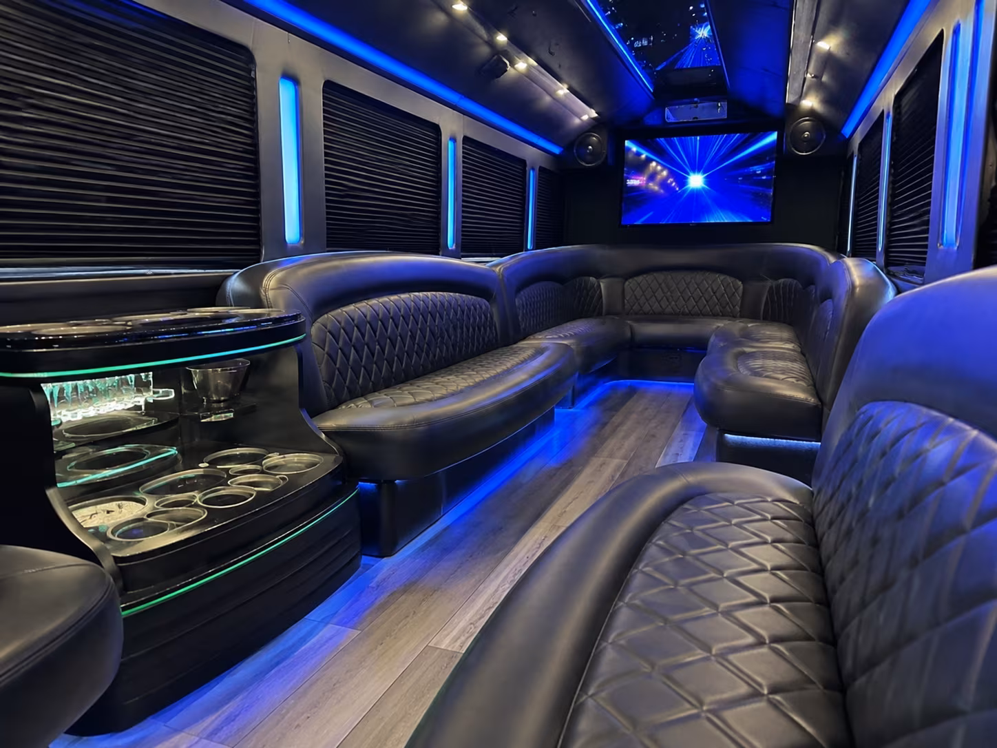 Santa Clara Birthday, Sweet 16, & Quinceañera Transportation party bus exterior